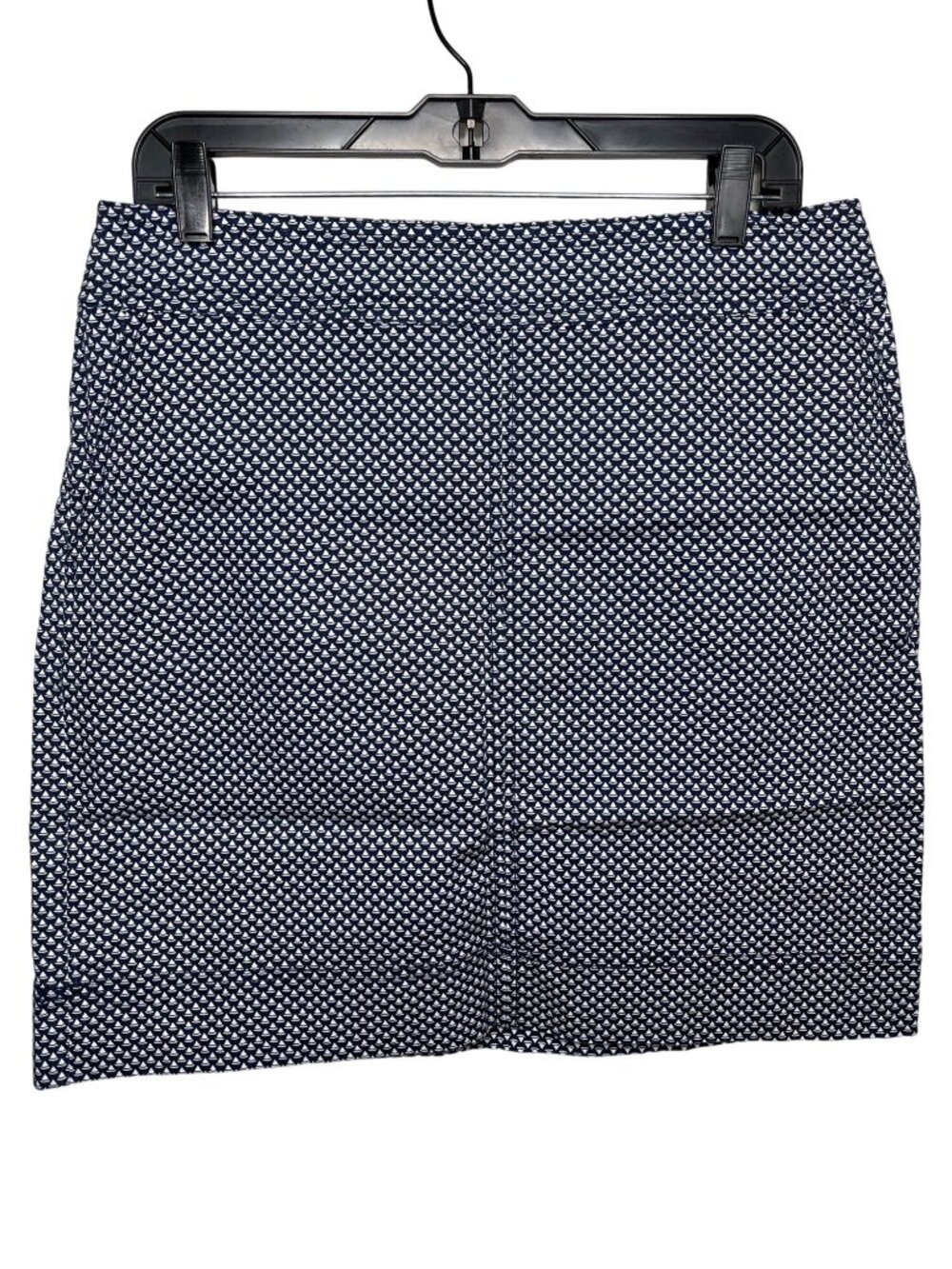 Talbots Skirt Women 12P Petite Navy Blue White Print Cotton Blend